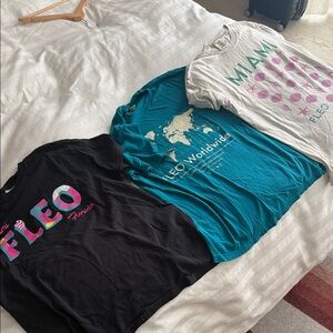 3 size M limited edition Fleo Tees - Black, Teal, White